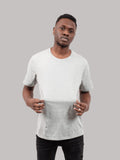 Light gray crew neck T-shirt worn by a male model